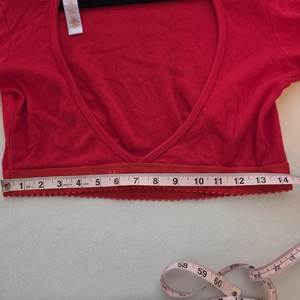 Savage X Fenty Red Long Sleeve Crop Top Open Back 1x - Picture 5 of 8
